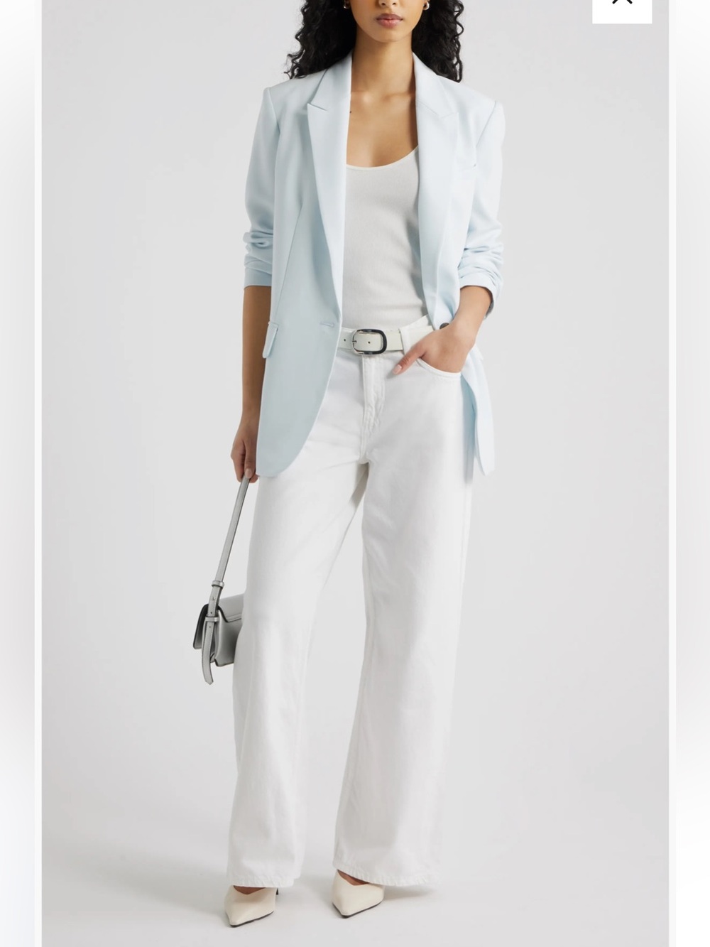 Open Edit $99 Icon Twill Relaxed Blazer in light blue